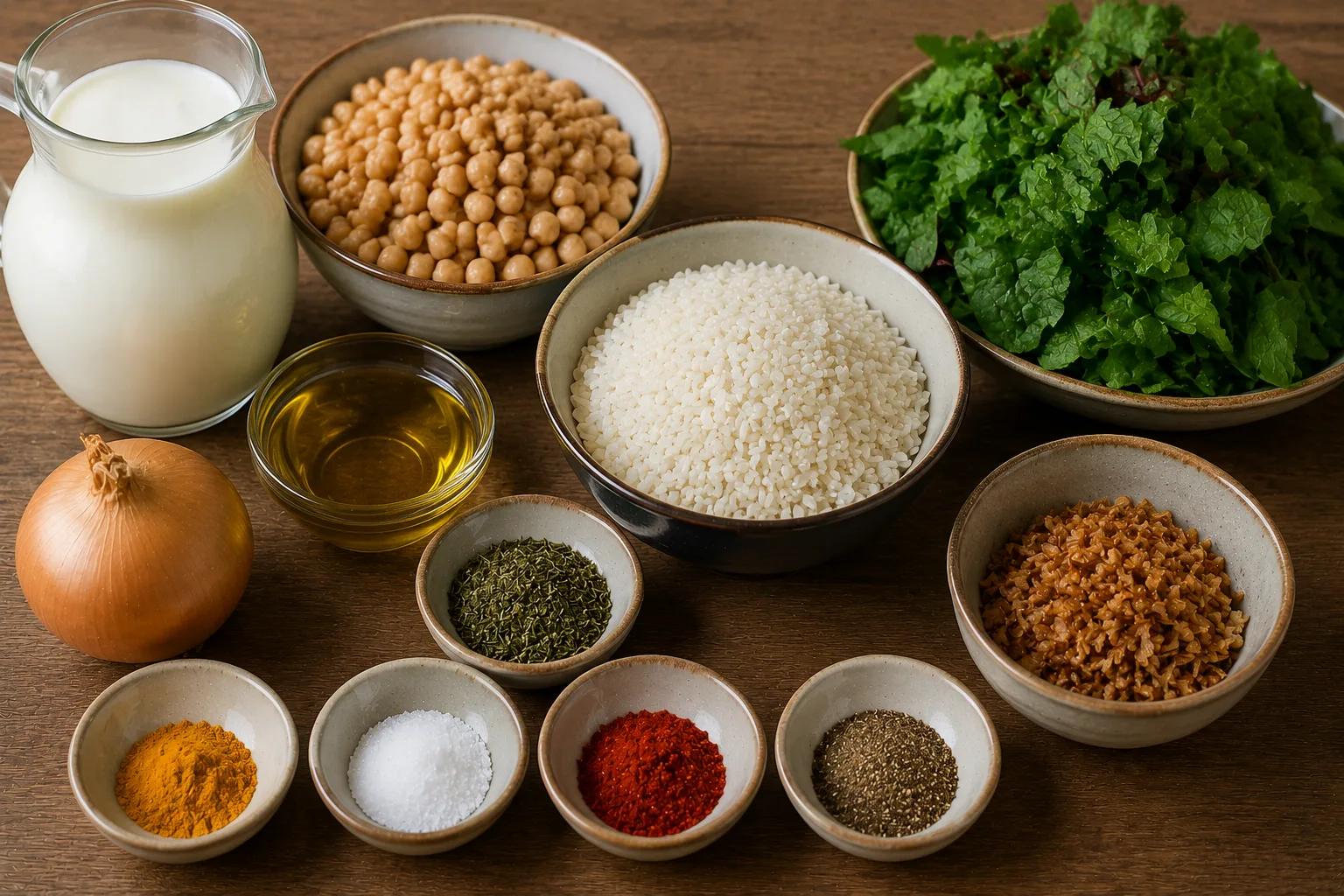 مواد لازم برای آش دوغ