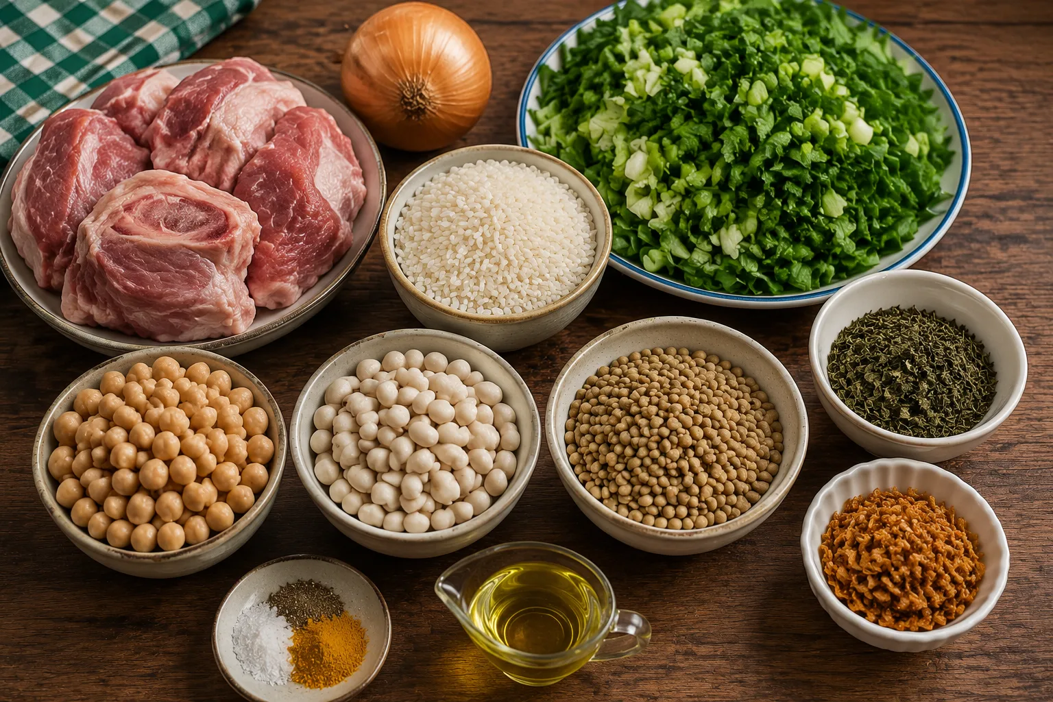 مواد لازم برای آش سبزی