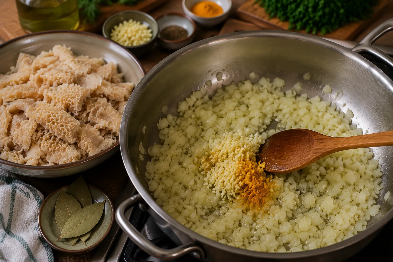 آماده کردن سیرابی و پیاز