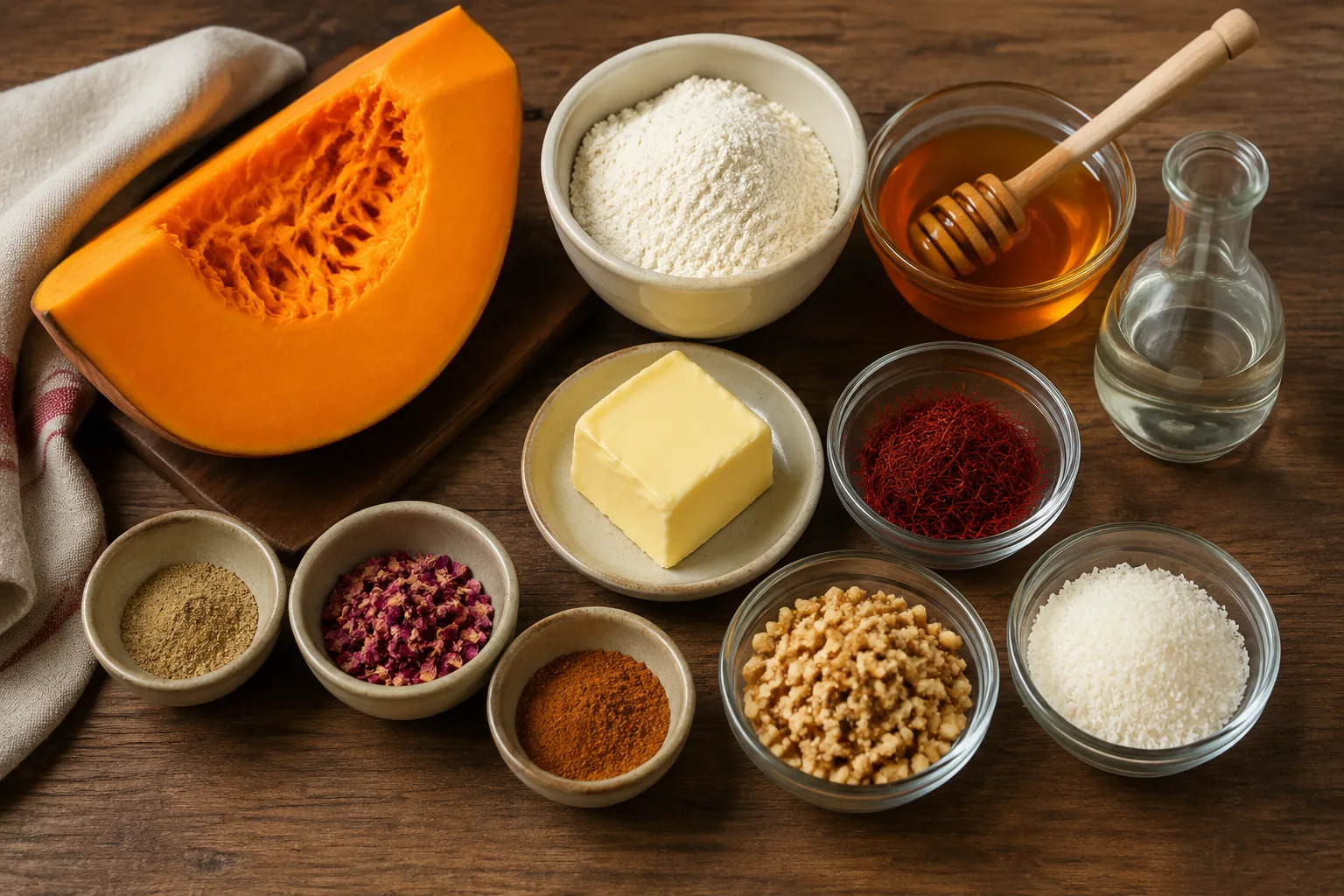 مواد لازم برای تهیه دسر کدو حلوایی