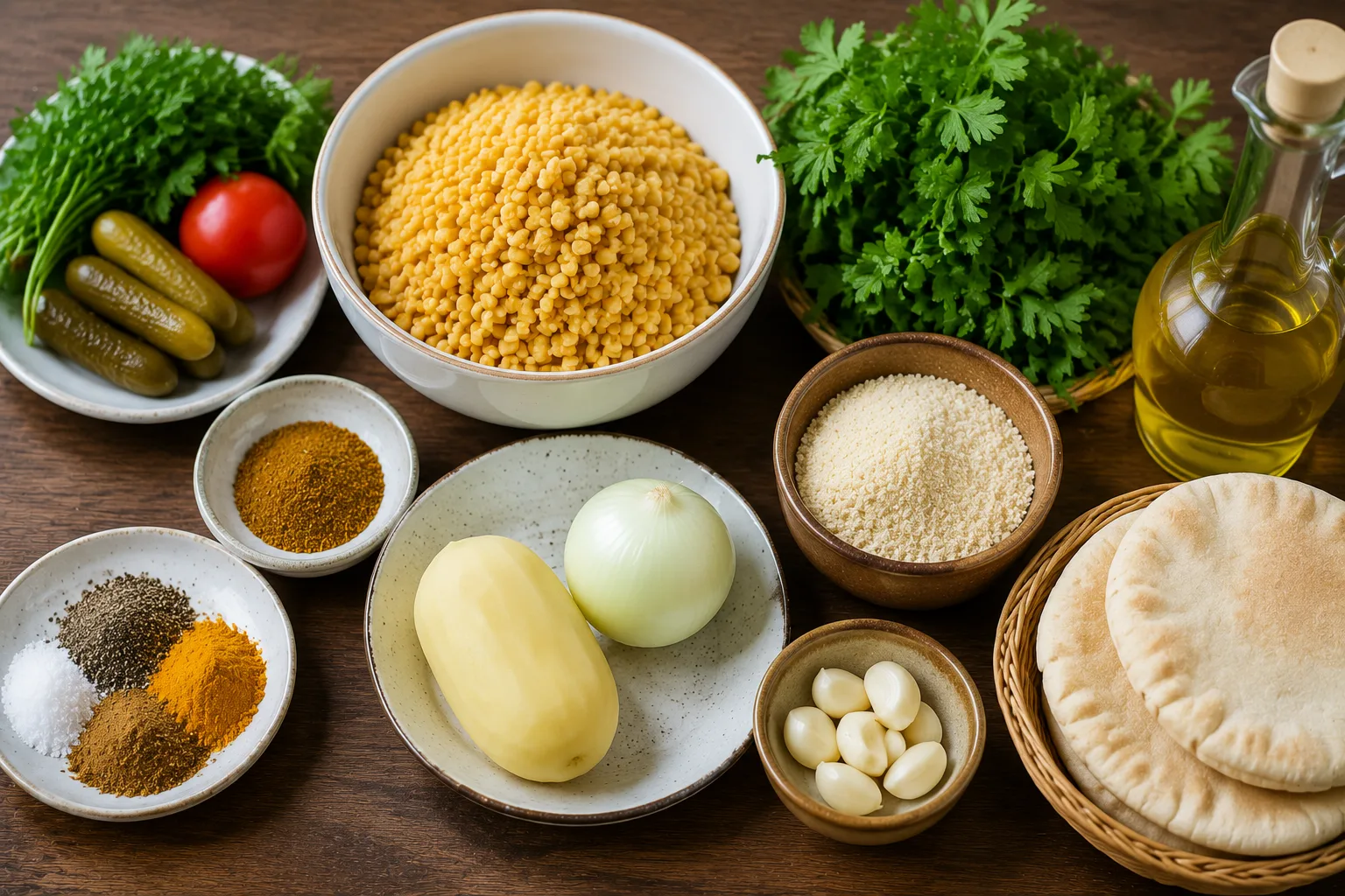 مواد لازم برای فلافل دال عدس