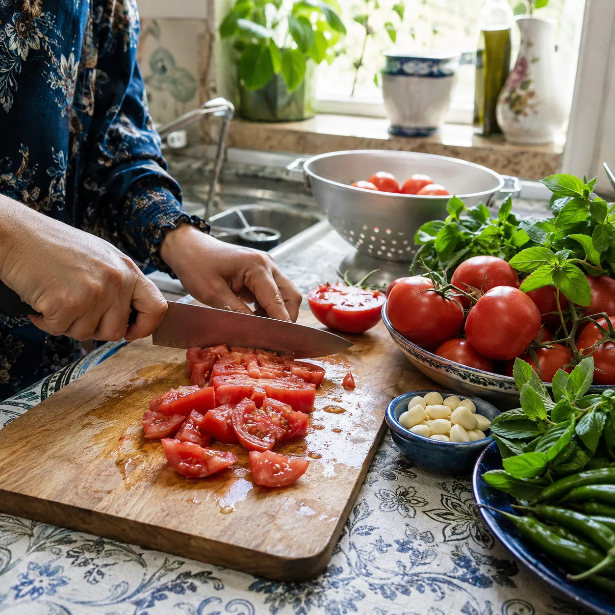 آمادهسازی گوجه برای گوجه پلو