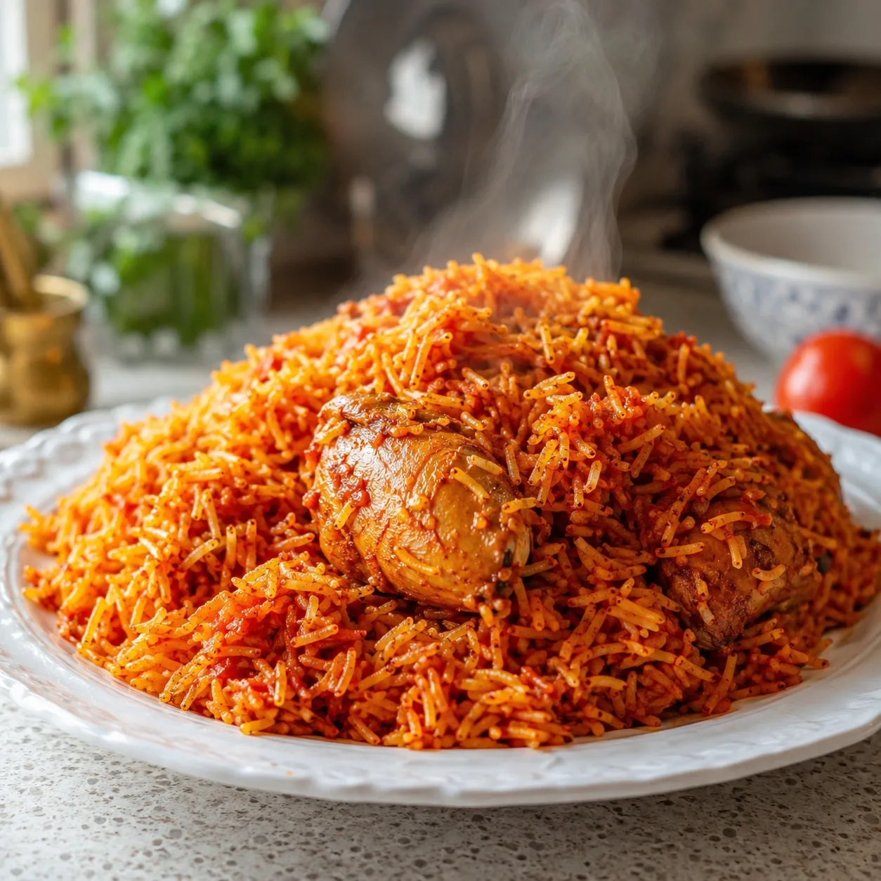 سرو و تزئین گوجه پلو