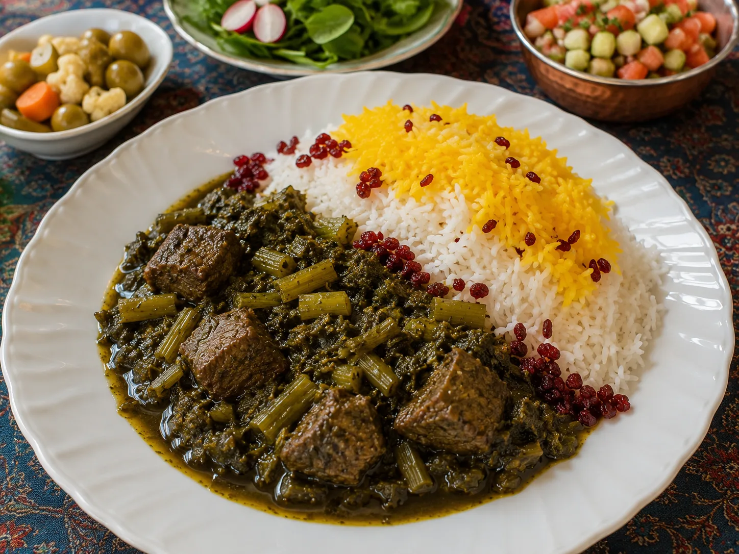 سرو و تزئین خورش کرفس