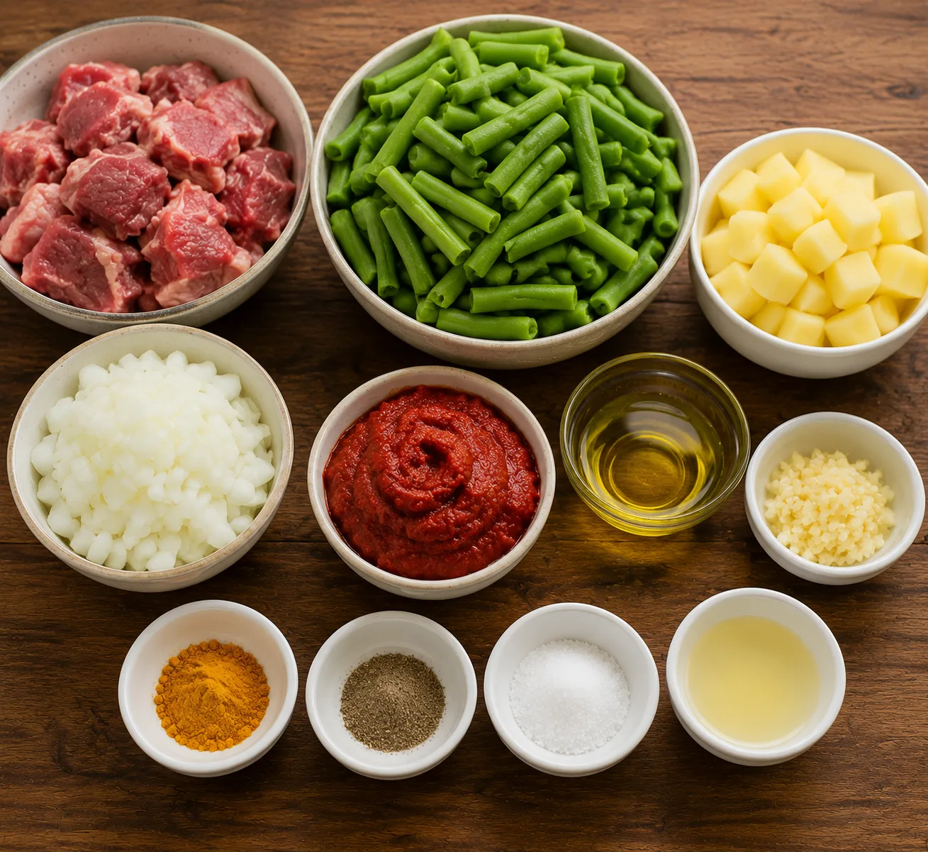 مواد لازم برای خورشت لوبیا سبز با گوشت