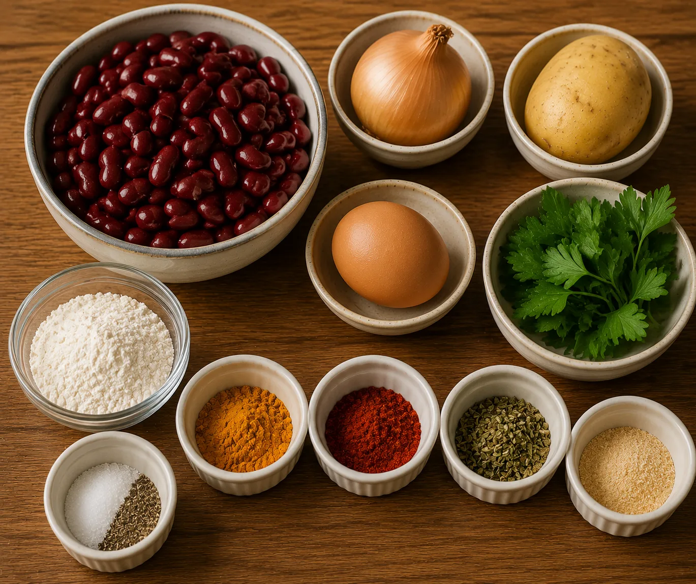 مواد لازم برای کتلت لوبیا قرمز