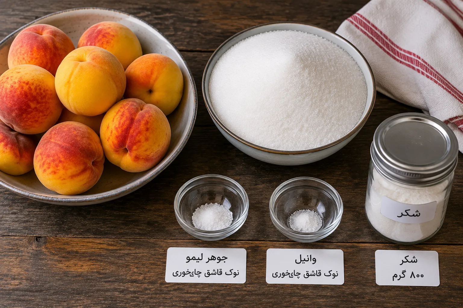 مواد لازم برای مربای هلو