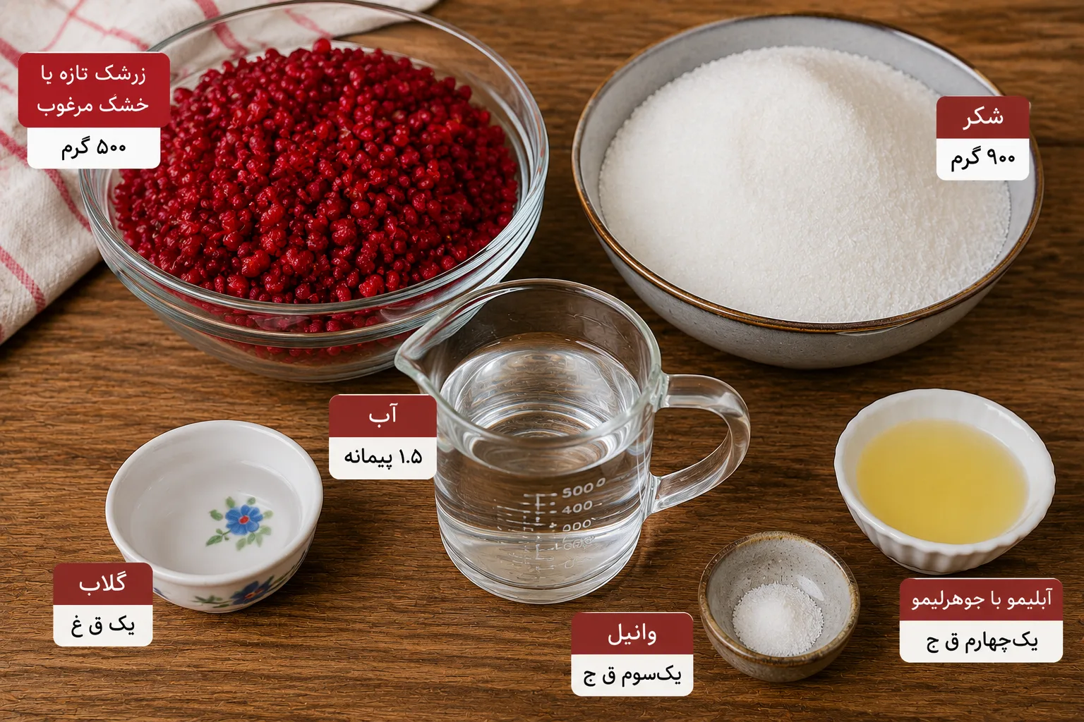 مواد لازم مربای زرشک