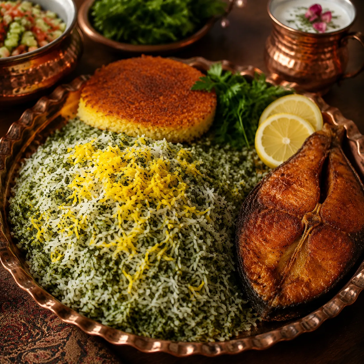 سرو و تزئین سبزی پلو