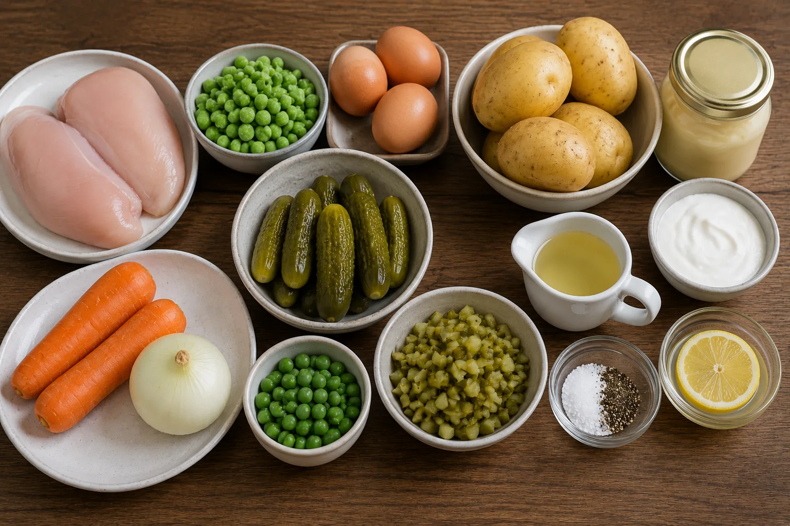 مواد لازم برای سالاد الویه