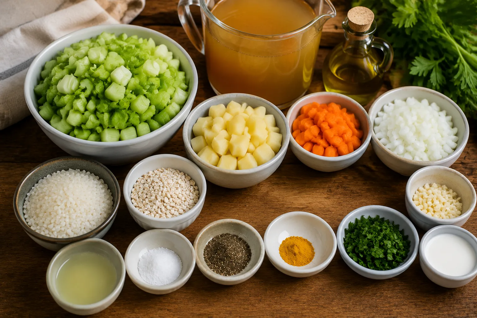 مواد لازم برای تهیه سوپ کرفس