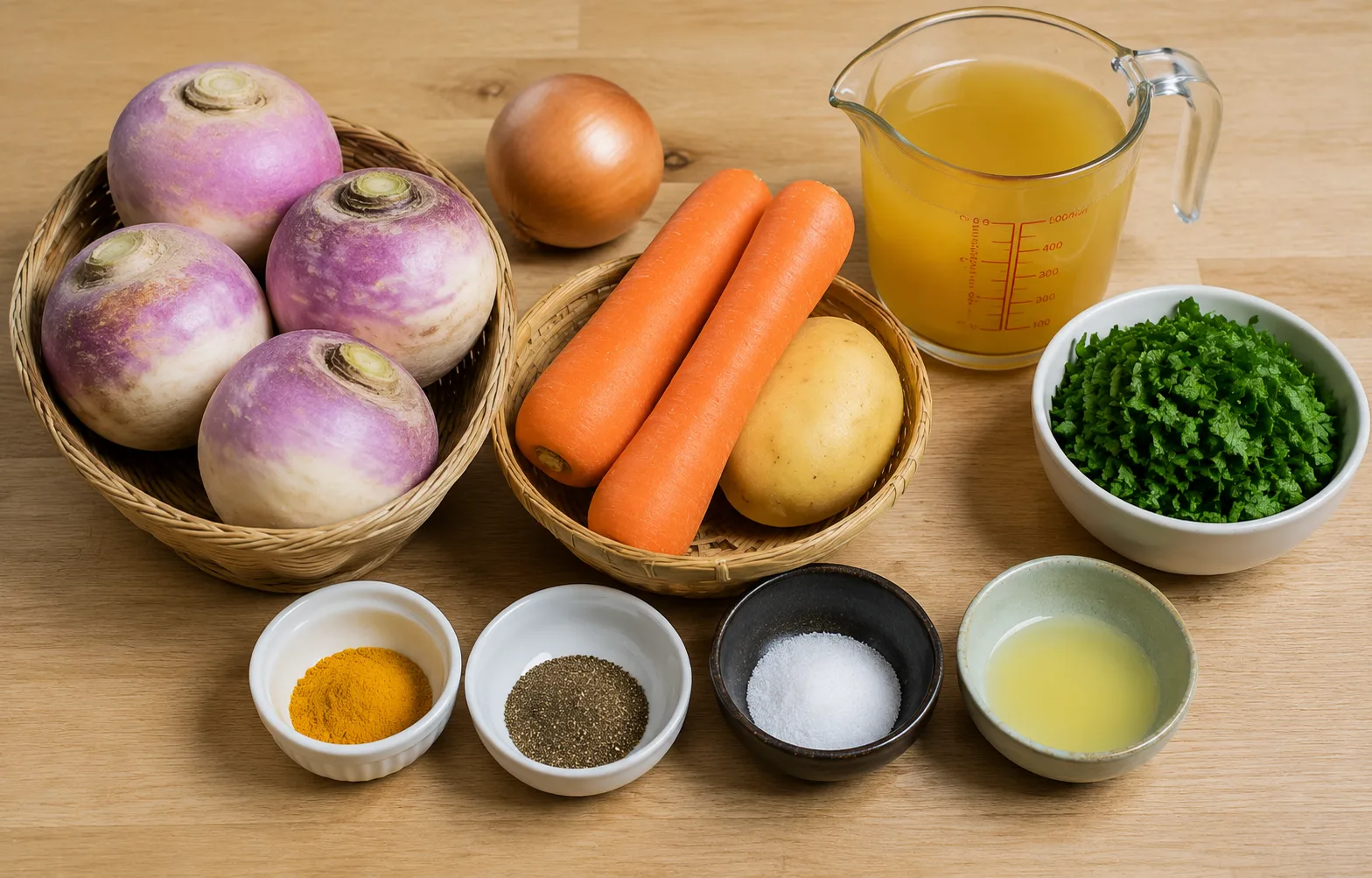 مواد لازم برای سوپ شلغم ساده