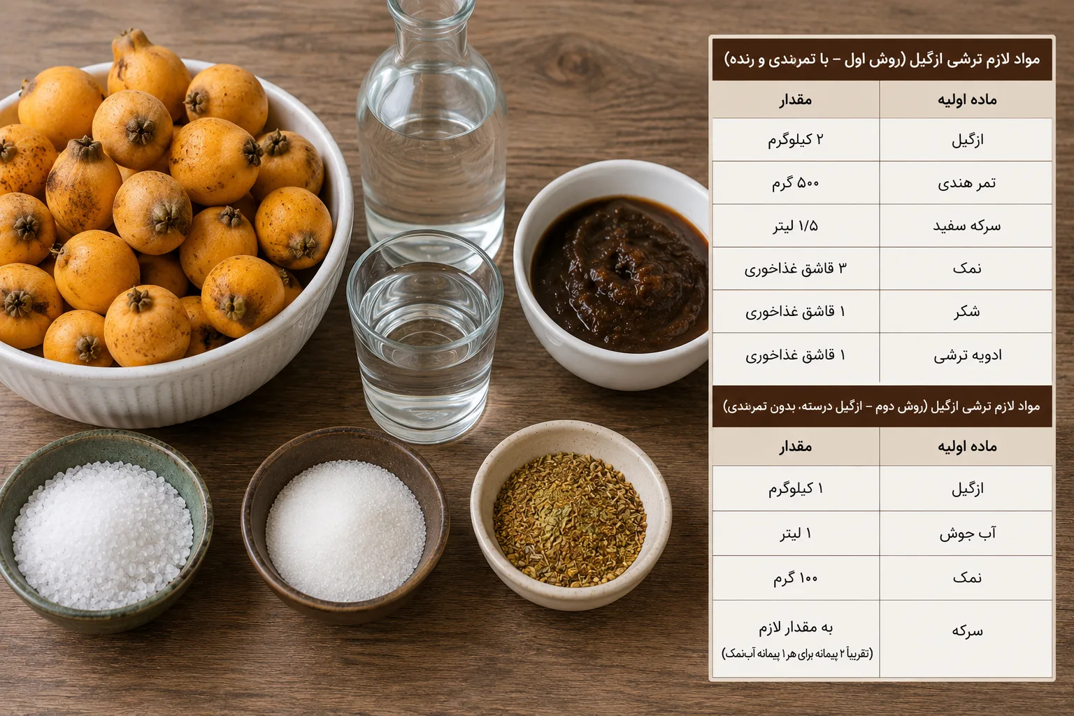 مواد لازم ترشی ازگیل