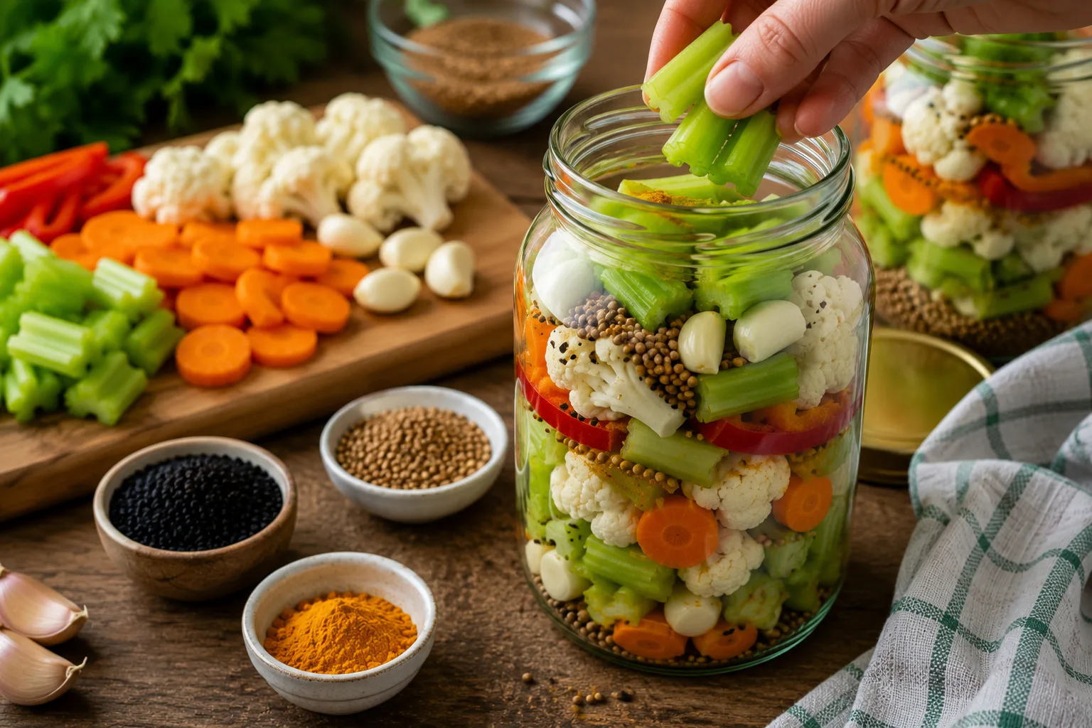 چیدن مواد داخل شیشه