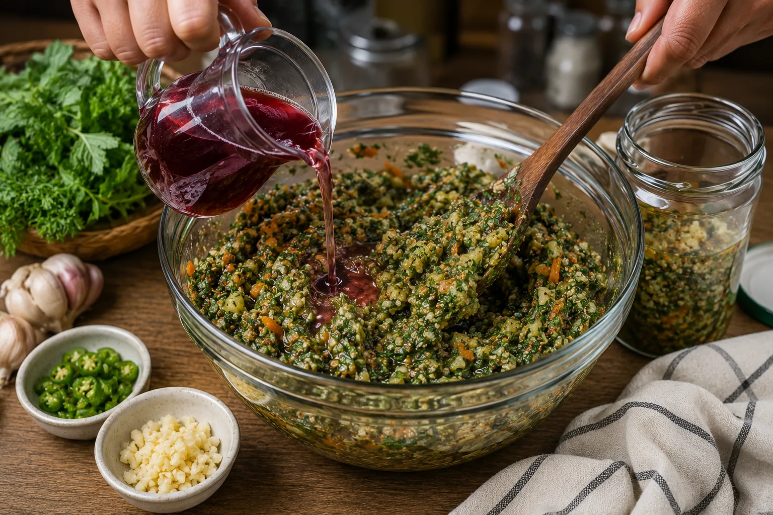 اضافه کردن سرکه و نهایی‌کردن