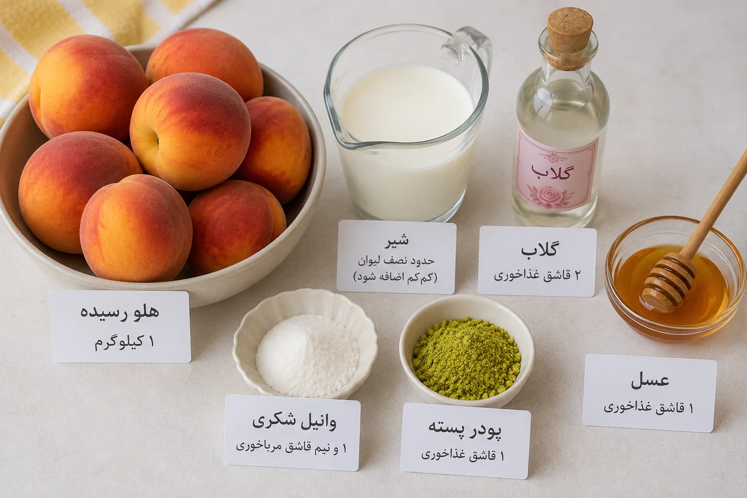 مواد لازم بستنی هلو