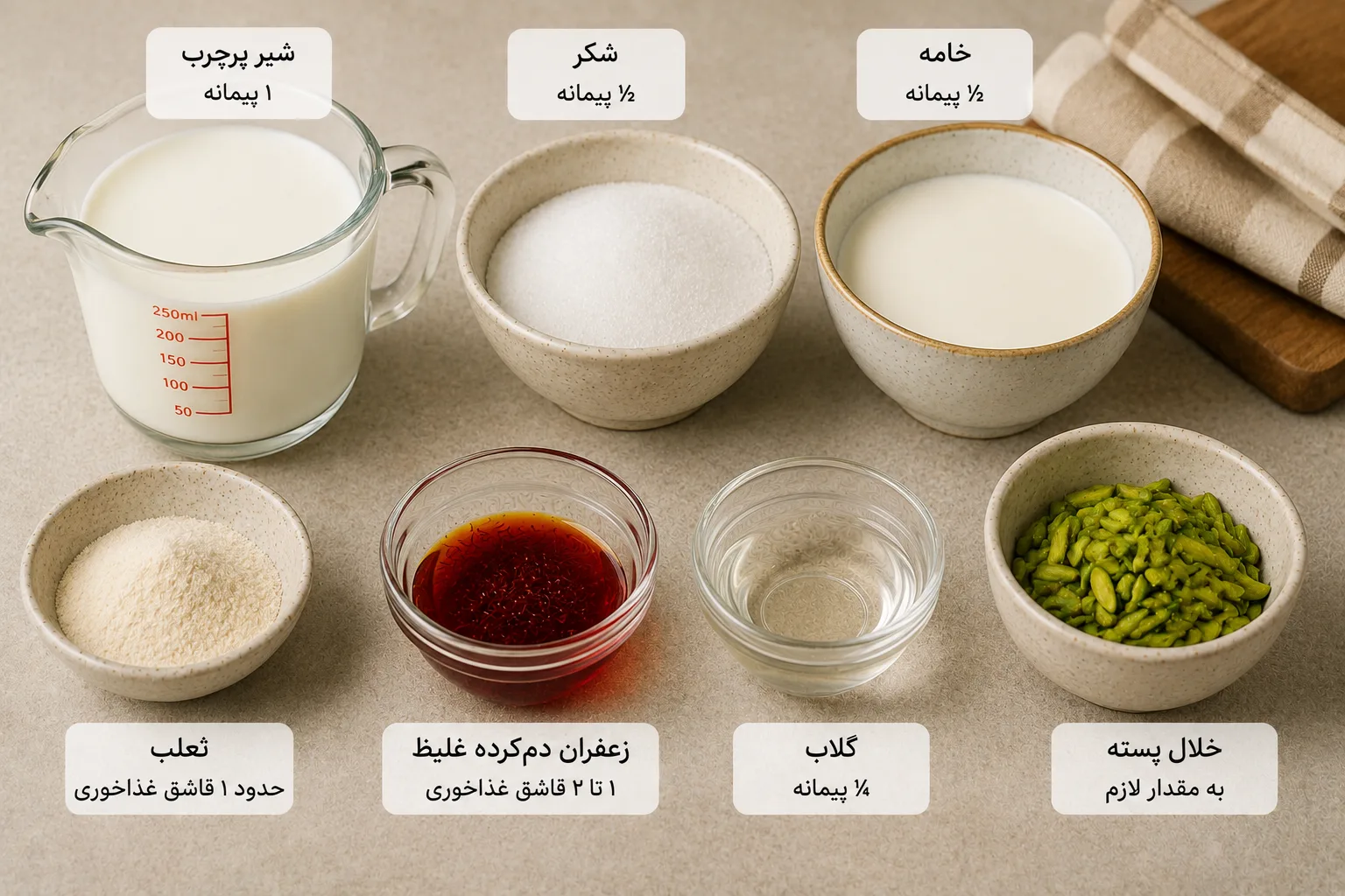 مواد لازم برای تهیه بستنی سنتی