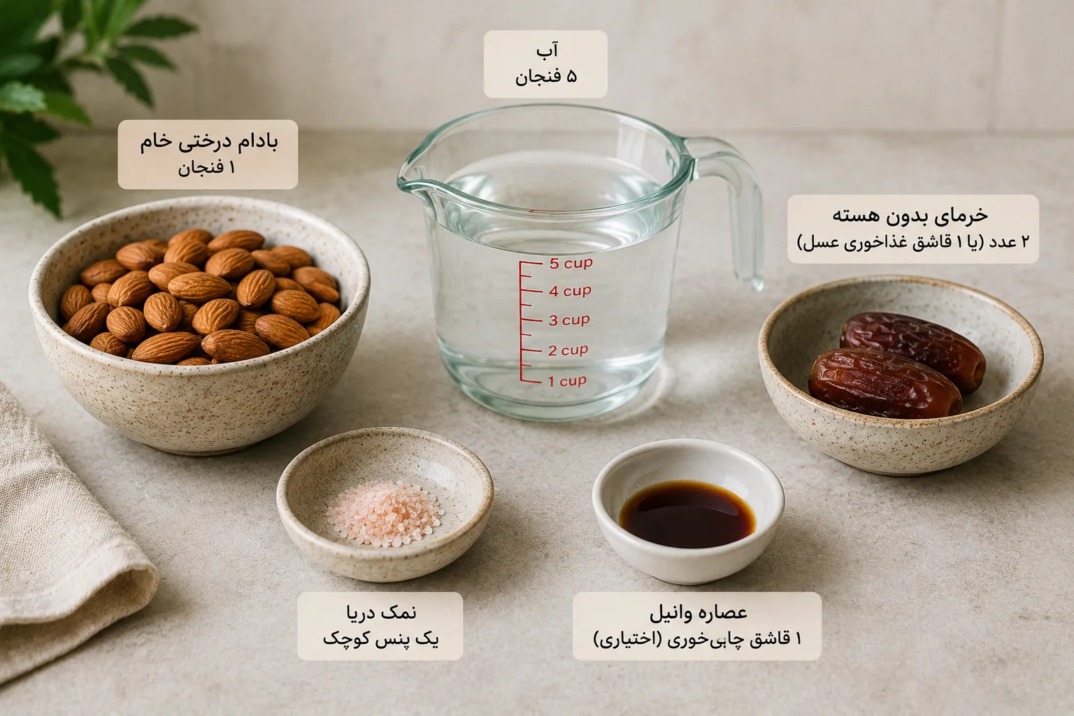 مواد لازم شیر بادام
