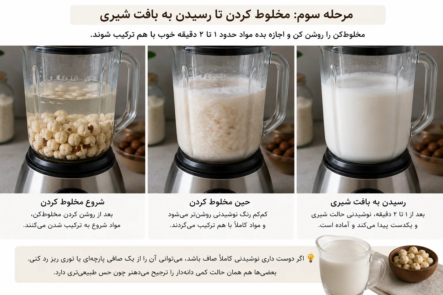 مخلوط کردن تا رسیدن به بافت شیری