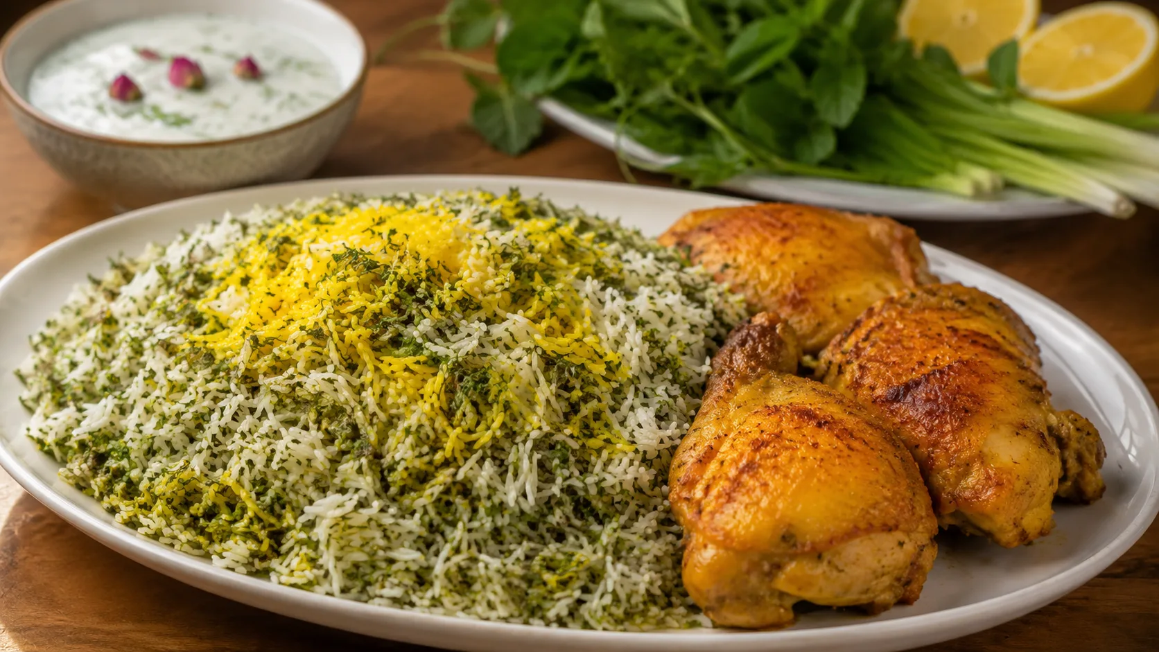 گشنیزپلو با مرغ