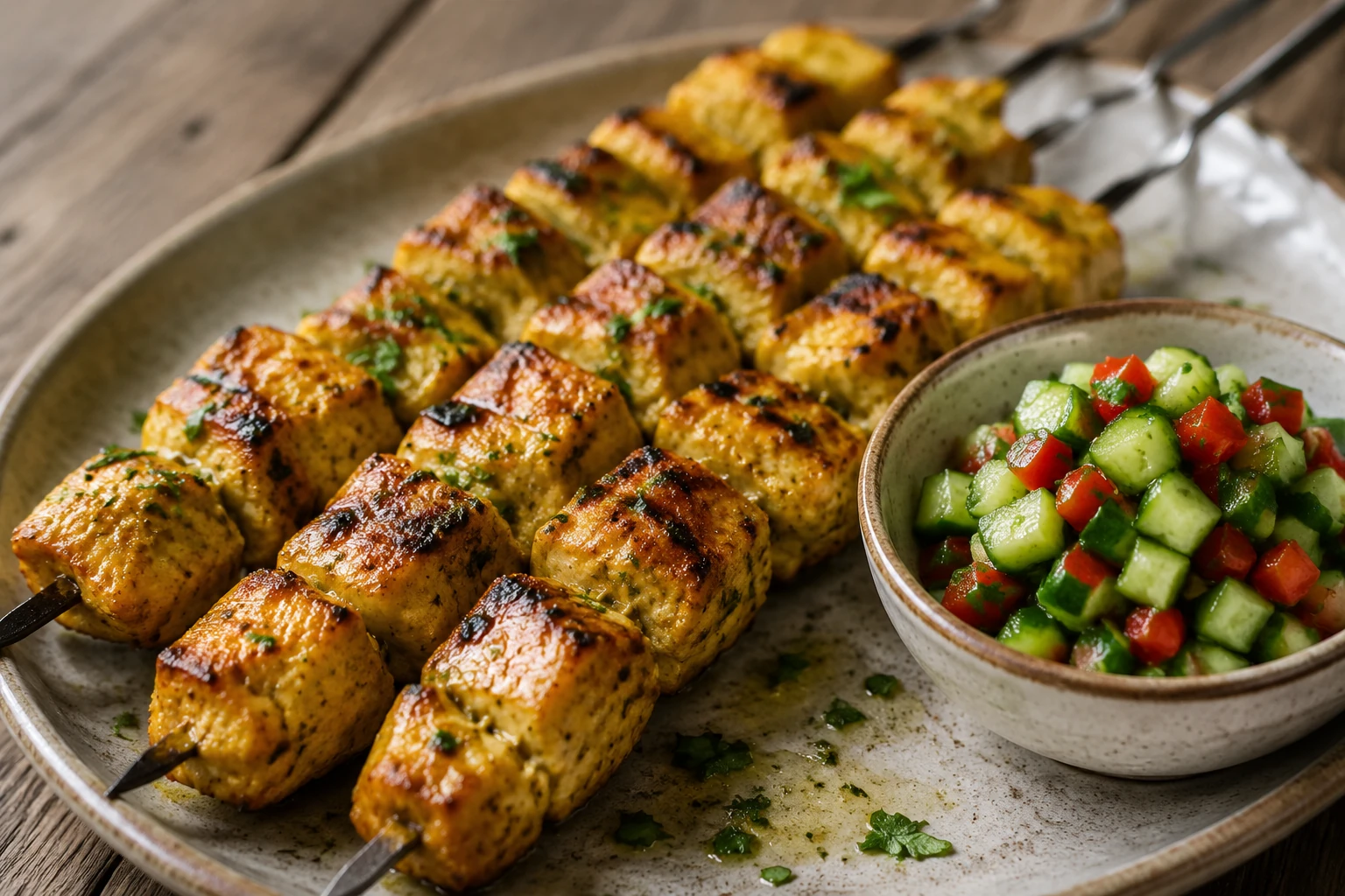 جوجه کباب با چاشنی خیار
