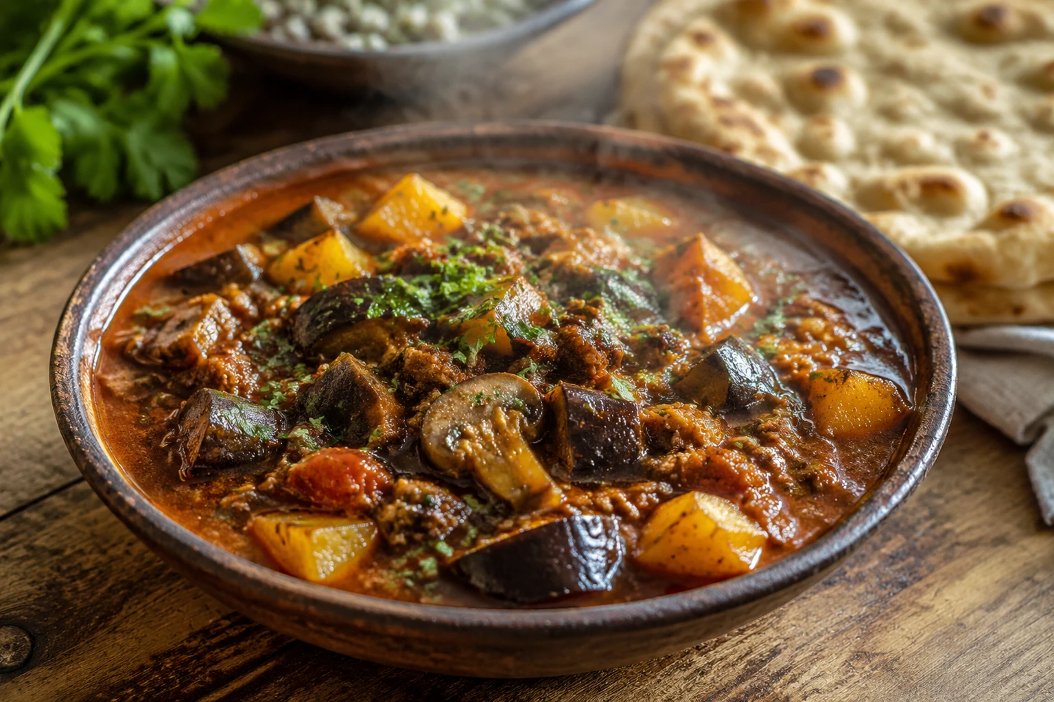 خوراک گوجه و بادمجان