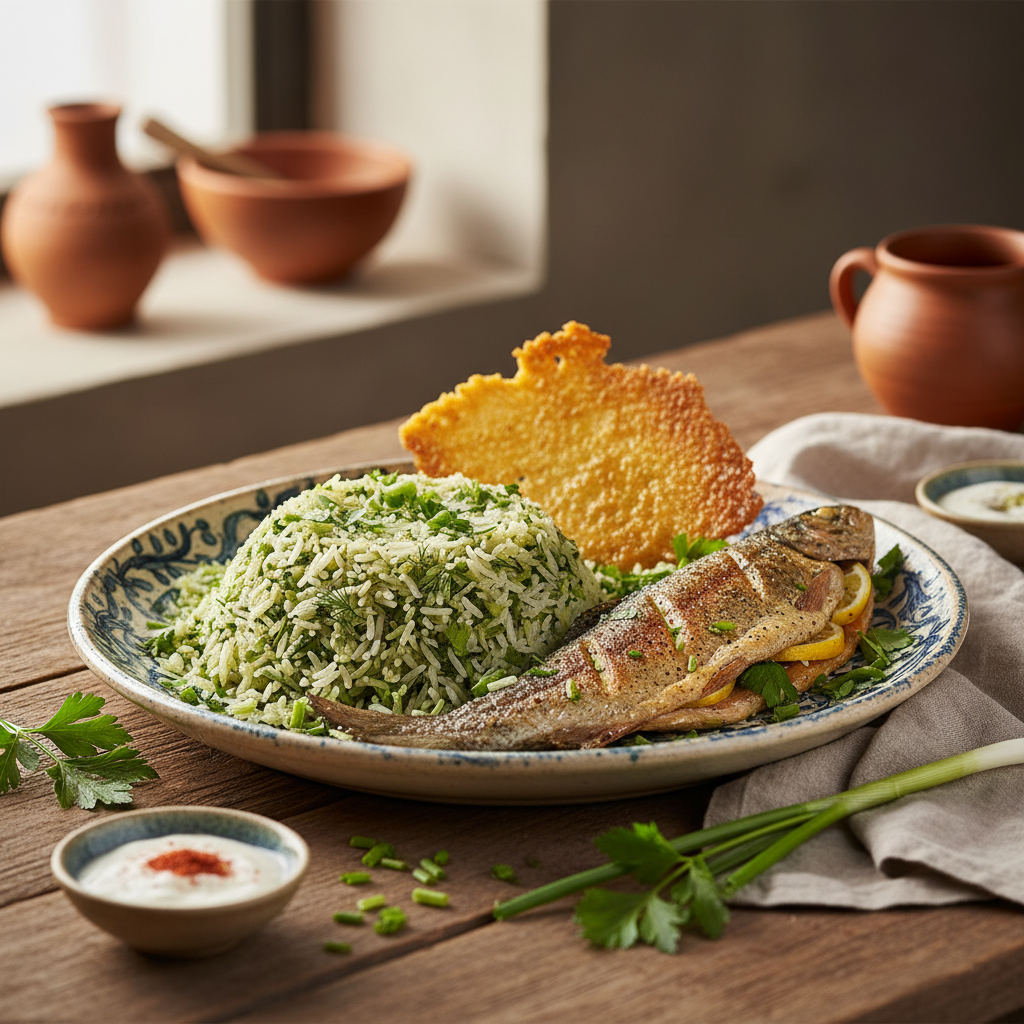 سبزی پلو با ماهی