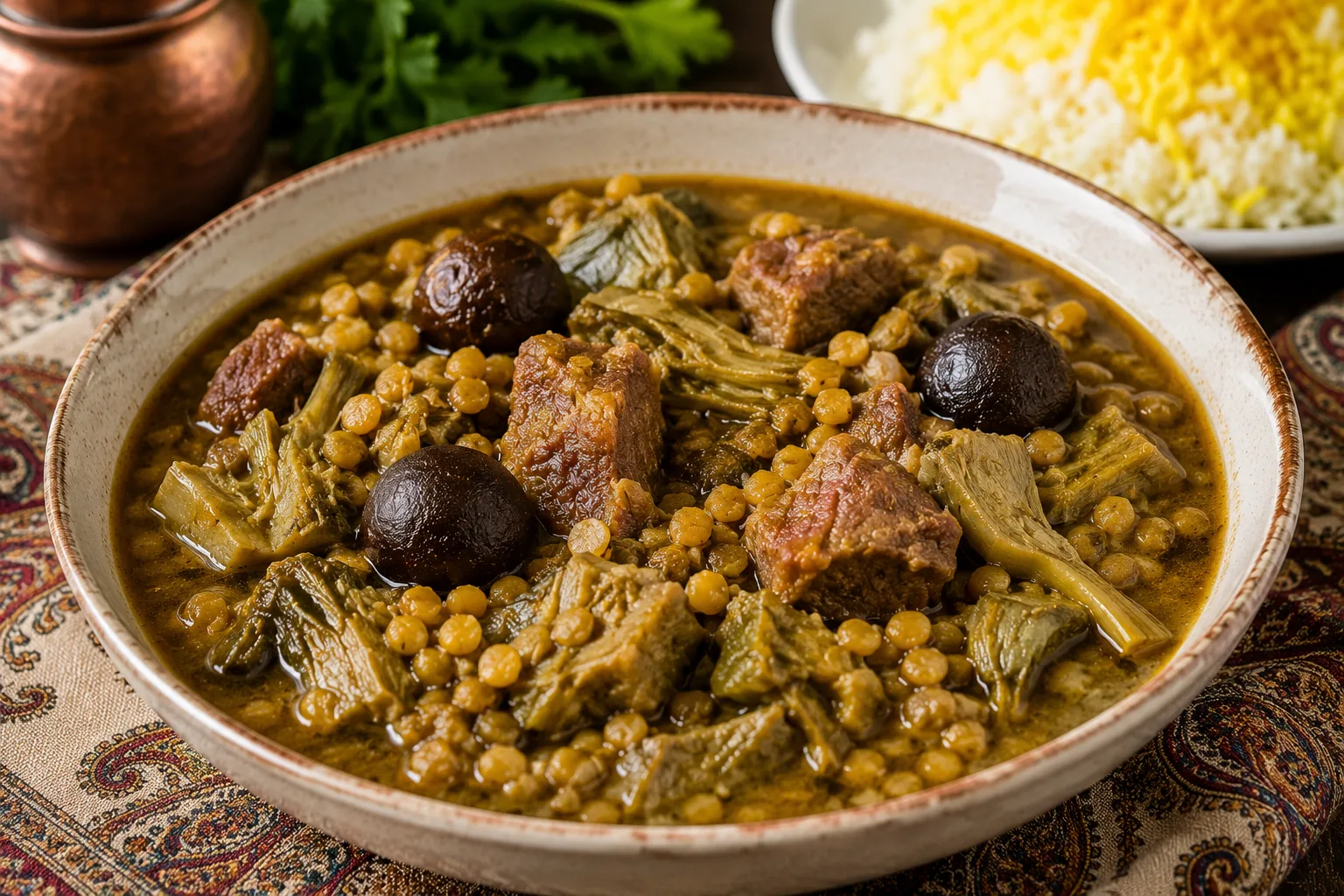 خورش کنگر با لپه