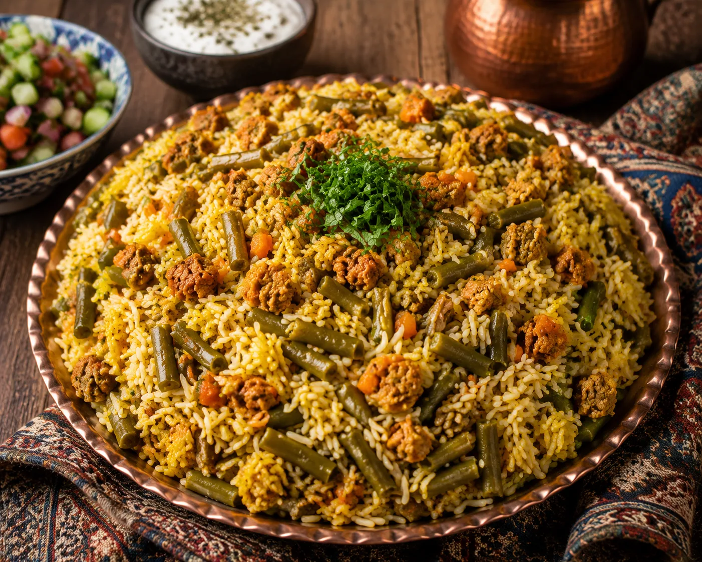 لوبیا پلو با سویا