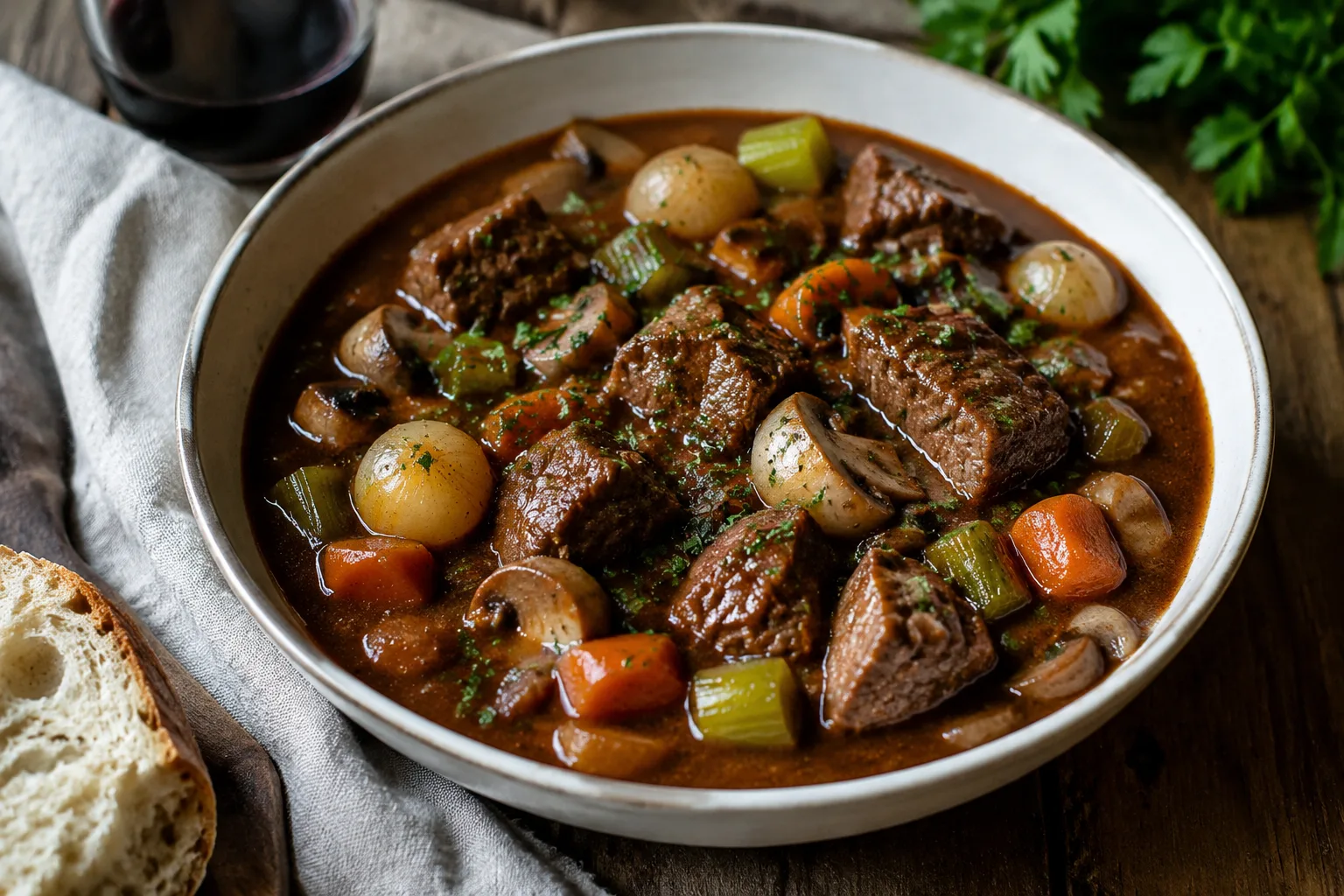 خورش انگلیسی با سبزیجات فصل
