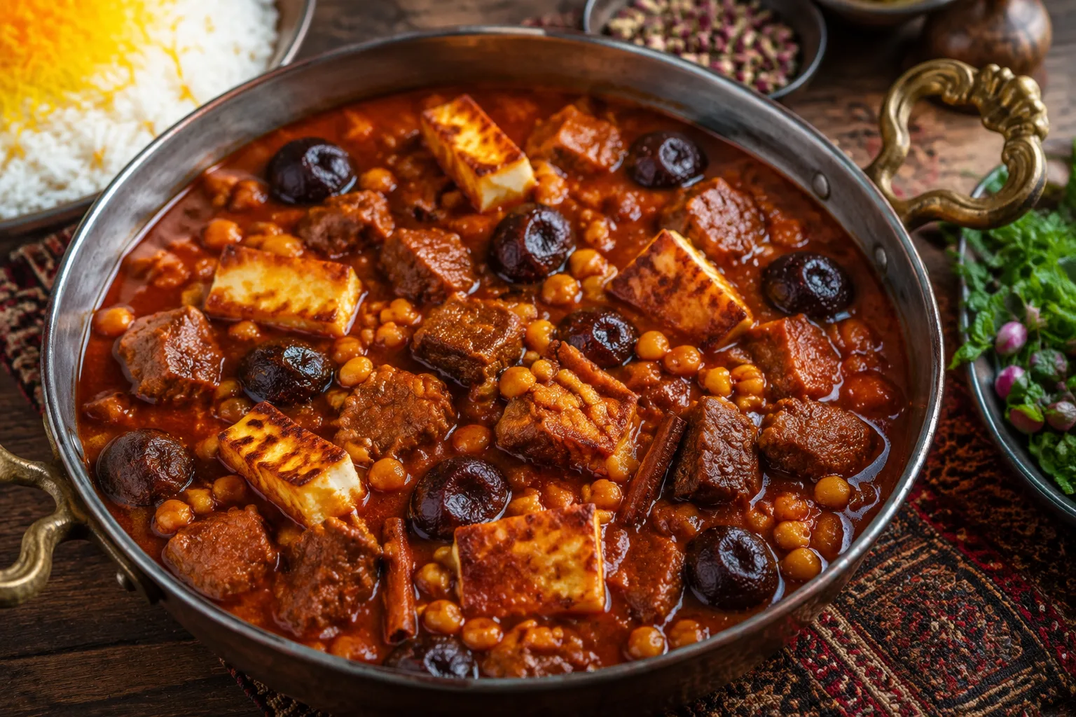 خورش قیمه با پنیر کبابی