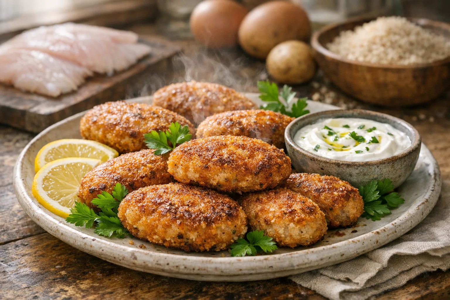 کتلت ماهی با سیب زمینی