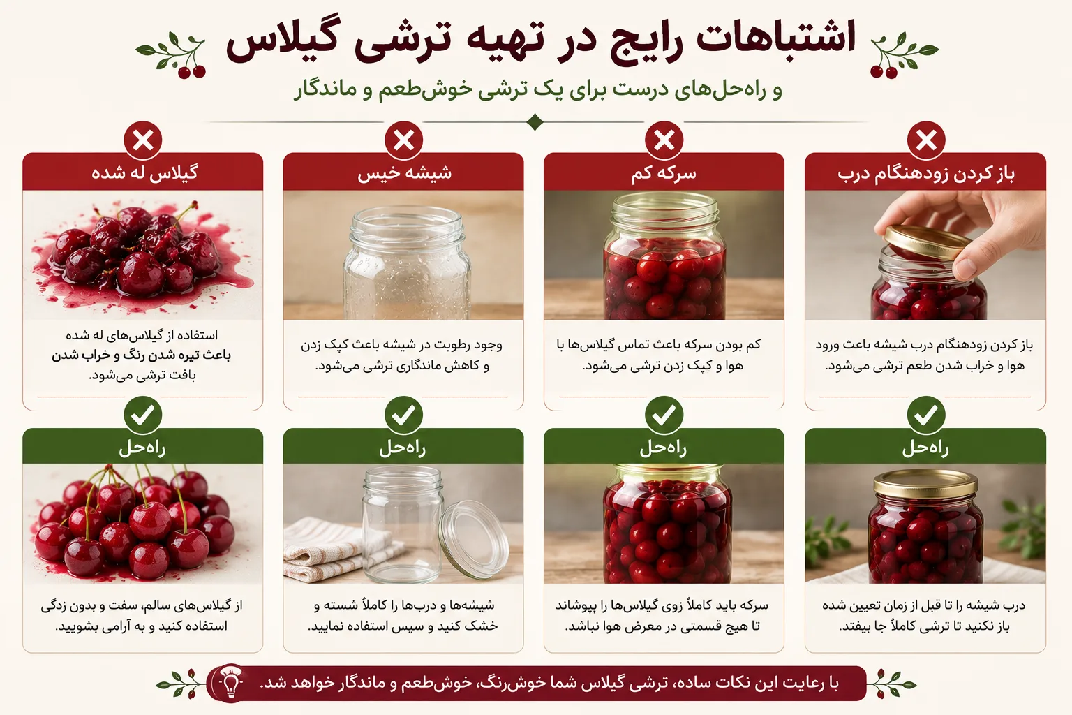 اشتباهات رایج در تهیه ترشی گیلاس