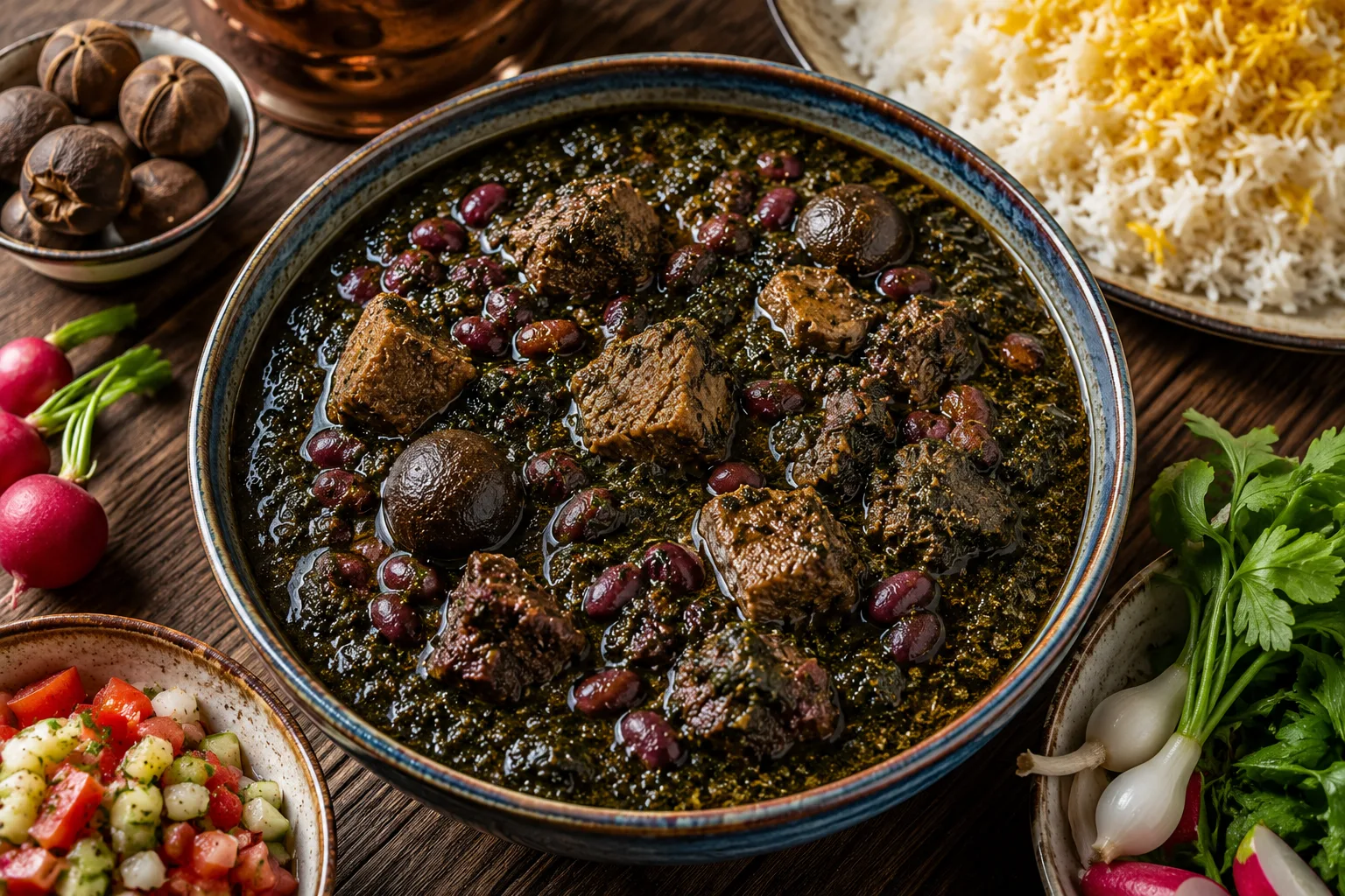 قورمه سبزی با رب گوجه فرنگی