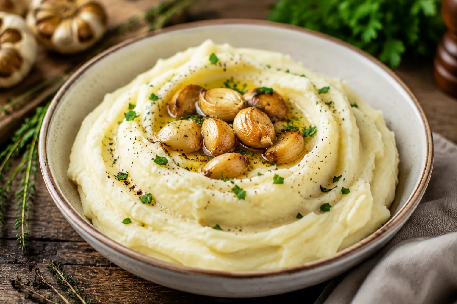 پوره سیب زمینی با طعم سیر تنوری