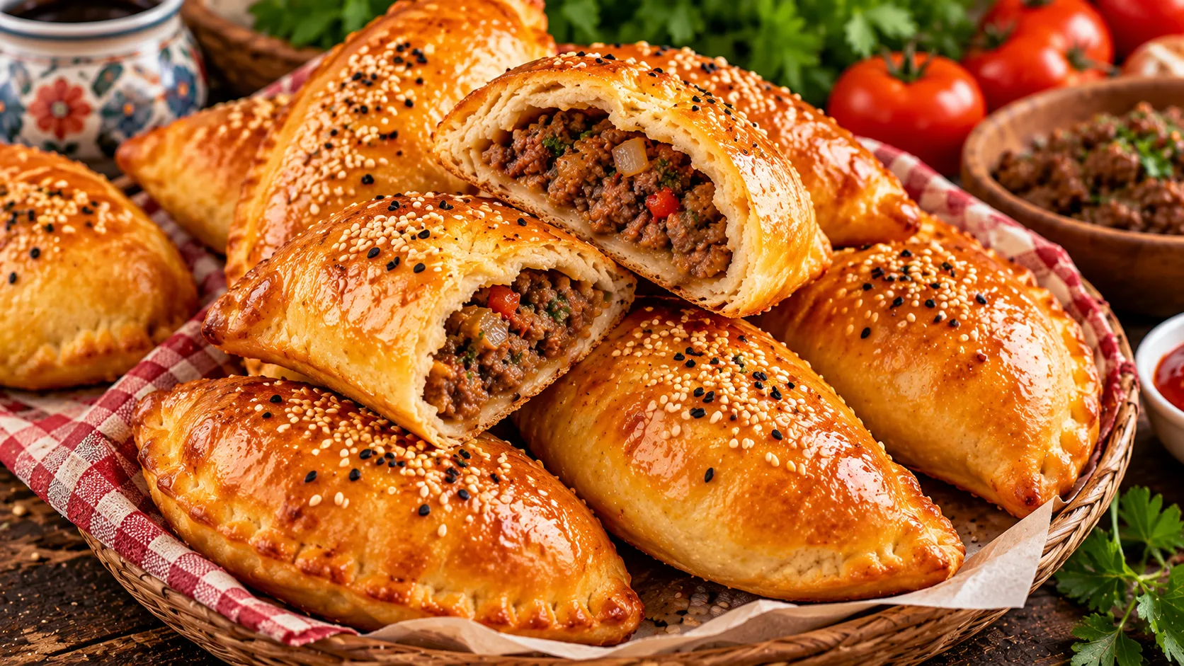 پیراشکی گوشت بازاری پفکی و نرم